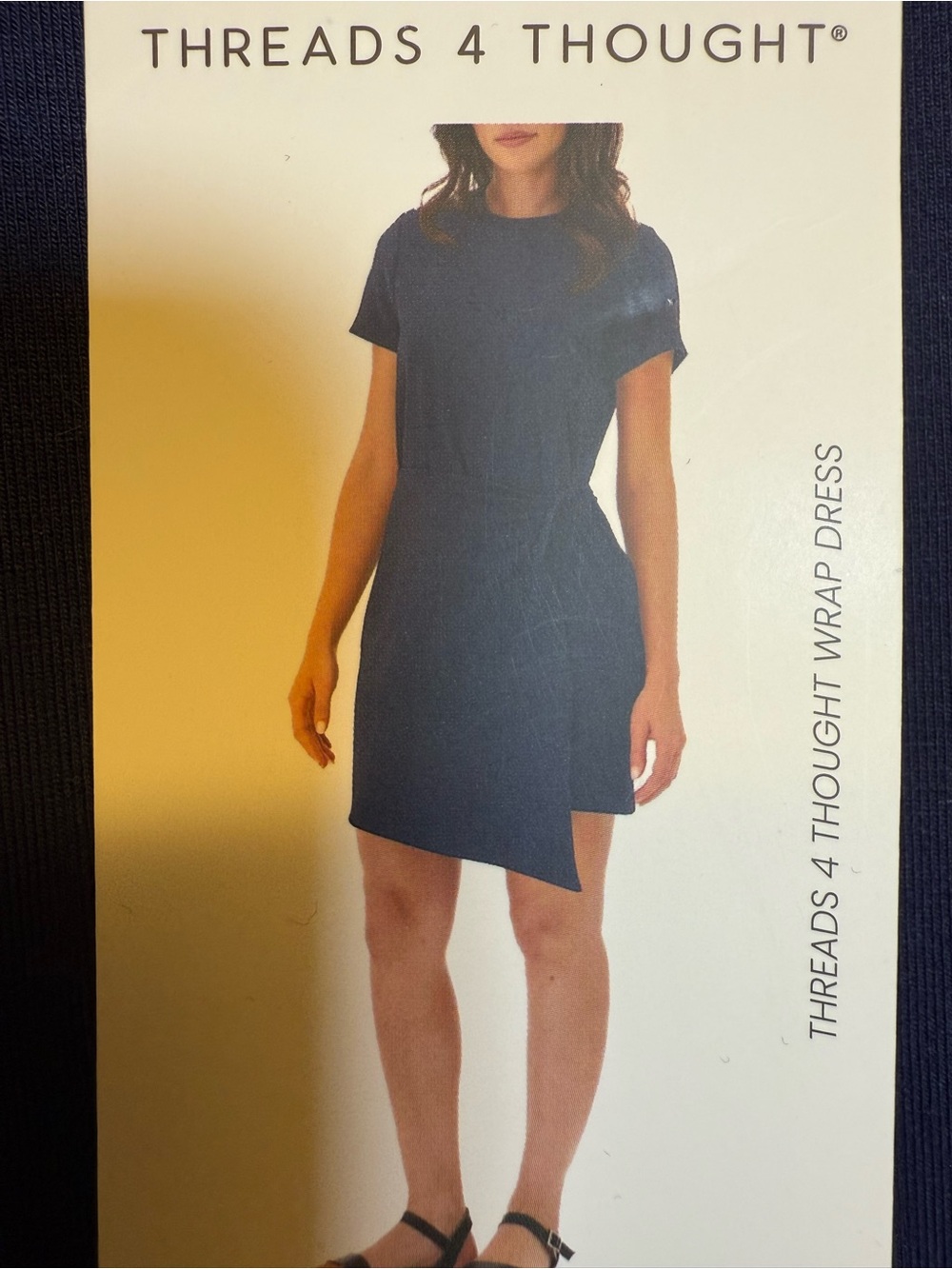 Threads 4 Thought Navy Short Sleeve Mini Wrap Dress XXL Cotton Blend NWT